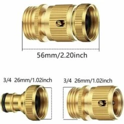 NAXUNNN Raccord Tuyau D'Arrosage 2 Jeu. Raccord Arrosage Raccord De Tuyau D'arrosage En Laiton Massif 3/4 Pouce Sans Fuite. Jeu D'adaptateurs De Connexion Et De Libération Faciles. Mâle Et Femelle -Promos Raccord d'arrosage Magasin 61255261 5