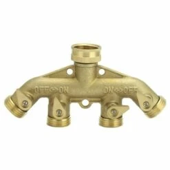 NAXUNNN Robinet 4 Voies En Laiton Collecteur Raccord De Tuyau D'arrosage, Vanne D'arrêt Individuelle En Laiton Avec Connecteur Mâle, Laiton Massif