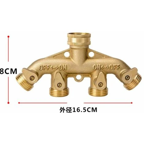 NAXUNNN Robinet 4 Voies En Laiton Collecteur Raccord De Tuyau D'arrosage, Vanne D'arrêt Individuelle En Laiton Avec Connecteur Mâle, Laiton Massif 4 NAXUNNN Robinet 4 Voies En Laiton Collecteur Raccord De Tuyau D'arrosage, Vanne D'arrêt Individuelle En Laiton Avec Connecteur Mâle, Laiton Massif – Image 2