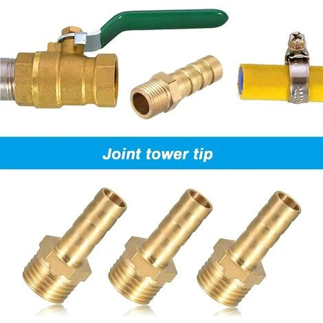 CATHERINE 4X Connecteur De Coupleur Raccord Tuyau Barbelé En Laiton Avec Raccord De Mamelon Mâle PC 3/8 Pouce Pour Air Eau Carburant Gazole,14mm 5 CATHERINE 4X Connecteur De Coupleur Raccord Tuyau Barbelé En Laiton Avec Raccord De Mamelon Mâle PC 3/8 Pouce Pour Air Eau Carburant Gazole,14mm – Image 3