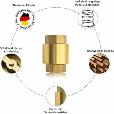 SINCèREETALI Clapet Anti-retour De 1 1/2 Pouce En Laiton De Haute Qualité, Résistant à La Rouille Et Aux Fuites Pour Une Pompe, Une Fontaine, Une Machine à Laver, Un Jardin, Des Mégots De Pluie, Un Baril 6 SINCèREETALI Clapet Anti-retour De 1 1/2 Pouce En Laiton De Haute Qualité, Résistant à La Rouille Et Aux Fuites Pour Une Pompe, Une Fontaine, Une Machine à Laver, Un Jardin, Des Mégots De Pluie, Un Baril – Image 4