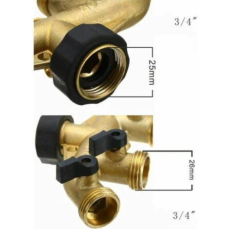 SINCèREETALI Robinet Y Selecteur 4 Sorties Vannes, Connecteur De Robinet En Laiton Distributeur 4 Voies Séparateur De Tuyau Répartiteur Pour L'irrigation Du Jardin 4 SINCèREETALI Robinet Y Selecteur 4 Sorties Vannes, Connecteur De Robinet En Laiton Distributeur 4 Voies Séparateur De Tuyau Répartiteur Pour L'irrigation Du Jardin – Image 2