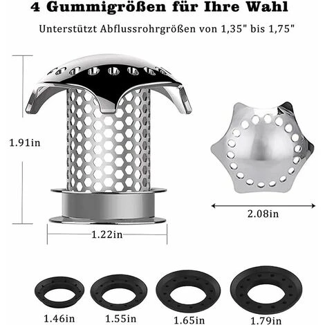 FOZIY Crépine De Vidange, Attrape-cheveux En Acier Inoxydable 304, Protecteur De Vidange Antirouille.,Fonepro 4 FOZIY Crépine De Vidange, Attrape-cheveux En Acier Inoxydable 304, Protecteur De Vidange Antirouille.,Fonepro – Image 2