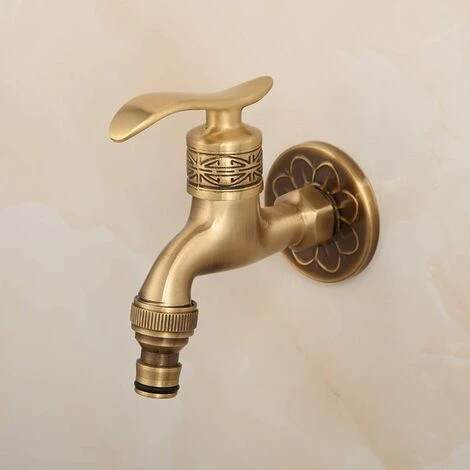 GALOZZOIT Robinet D'eau Froide Laiton Antique Mural Montage Levier Poignée Robinet De Machine à Laver Pour Salle De Bain-Court 4 GALOZZOIT Robinet D'eau Froide Laiton Antique Mural Montage Levier Poignée Robinet De Machine à Laver Pour Salle De Bain-Court – Image 2