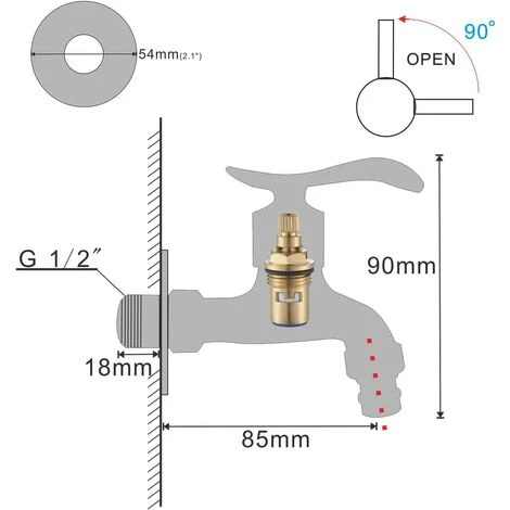 GALOZZOIT Robinet D'eau Froide Laiton Antique Mural Montage Levier Poignée Robinet De Machine à Laver Pour Salle De Bain-Court 5 GALOZZOIT Robinet D'eau Froide Laiton Antique Mural Montage Levier Poignée Robinet De Machine à Laver Pour Salle De Bain-Court – Image 3