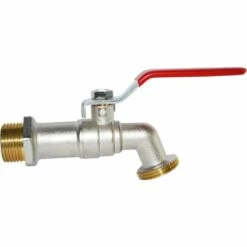 WAVE R15 Robinet De Jardin Laiton 1/4 Tour 15x21-nez 20x27, Argent, Entrée 15x21 Sortie