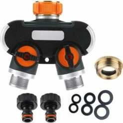 BARES Tuyau D'arrosage Splitter, 2 Voies Robinet De Jardin Robinet 3/4" Y Raccord De Tuyau Pour Robinet D'extérieur Avec Connecteurs Et Rondelles