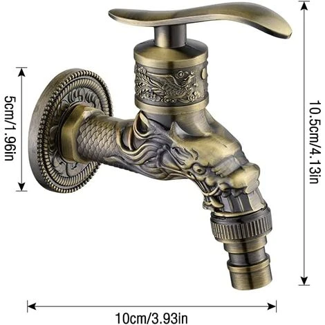 EAUDACè Robinet En Laiton Antique, Antique Bibcock, Antique Cuivre Dragon Sculpté Robinet Pour La Maison, La Cuisine, La Salle De Bain, Le Jardin Extérieur 5 EAUDACè Robinet En Laiton Antique, Antique Bibcock, Antique Cuivre Dragon Sculpté Robinet Pour La Maison, La Cuisine, La Salle De Bain, Le Jardin Extérieur – Image 3