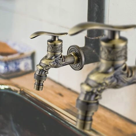 EAUDACè Robinet En Laiton Antique, Antique Bibcock, Antique Cuivre Dragon Sculpté Robinet Pour La Maison, La Cuisine, La Salle De Bain, Le Jardin Extérieur 7 EAUDACè Robinet En Laiton Antique, Antique Bibcock, Antique Cuivre Dragon Sculpté Robinet Pour La Maison, La Cuisine, La Salle De Bain, Le Jardin Extérieur – Image 5