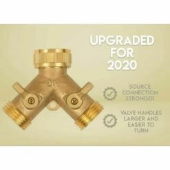 Dontodent Répartiteur De Robinet De Tuyau D'arrosage En Laiton Robuste (2 Voies) Nouveau Et Amélioré Répartiteur De Tuyau Adaptateur De Tuyau Avec 2 Vannes Plus 2 Rondelles En Caoutchouc Et Ruban Adhésif -Promos Raccord d'arrosage Magasin 64615163 2