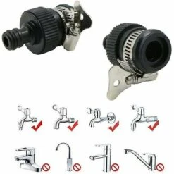 BAICCCF Robinet De Cuve De Récupération D'eau Adaptateurs Rapides De Raccords De Robinet De Tuyau - 4 Connecteurs De Tuyau En Polypropylène Et En Caoutchouc, Sans Filetage, Adaptés Aux Robinets Ronds De 14 à 24 Mm De Diamètre Extérieur, Noir -Promos Raccord d'arrosage Magasin 64771455 4