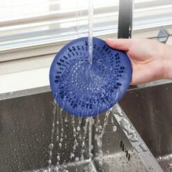LITZEE 2 Pièces Protection De Drain De Silicone,Couvercles De Drain De Douche,Filtre à Cheveux Douche,Filtre Evier De Cuisine Avec Ventouse(Gris Et Bleu) -Promos Raccord d'arrosage Magasin 65109671 5