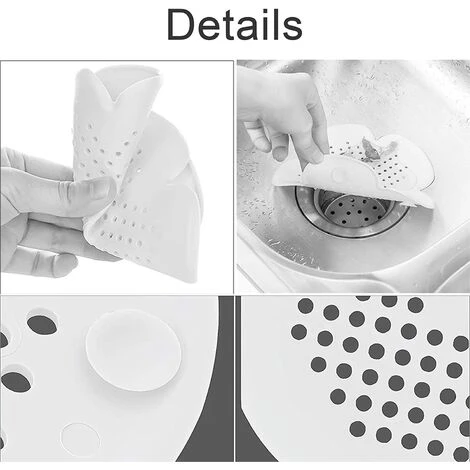 BF Passoire D'évier En Silicone Pour Douche Avec Ventouse, Couvercle De Vidange De Douche, Pour Attraper Les Cheveux Et La Saleté, Bouchon D'évier Avec Ventouse (blanc) 5 BF Passoire D'évier En Silicone Pour Douche Avec Ventouse, Couvercle De Vidange De Douche, Pour Attraper Les Cheveux Et La Saleté, Bouchon D'évier Avec Ventouse (blanc) – Image 3