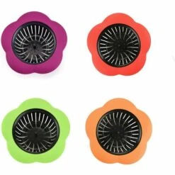 BDD Lot De 4 Passoires D'évier En Silicone, Panier Universel De 11,4 Cm, En Plastique Mignon, Facile à Nettoyer, Attrape-cheveux Verseur – Multicolore Aléatoire