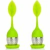 MERéTéET Infuseur De Thé, 2 Pièces Infuseur à Thé En Silicone, Feuilles De Thé Infuseur, Passoire A Thé, Avec Poignées En Silicone, Design De Feuille Moderne, Pour Filtrer Le Thé 15*3.8cm (Vert)，KoleZy -Promos Raccord d'arrosage Magasin 65383066 1