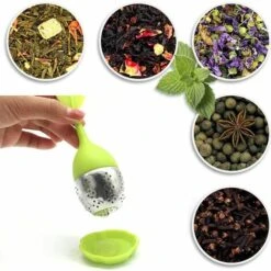 MERéTéET Infuseur De Thé, 2 Pièces Infuseur à Thé En Silicone, Feuilles De Thé Infuseur, Passoire A Thé, Avec Poignées En Silicone, Design De Feuille Moderne, Pour Filtrer Le Thé 15*3.8cm (Vert)，KoleZy -Promos Raccord d'arrosage Magasin 65383066 4
