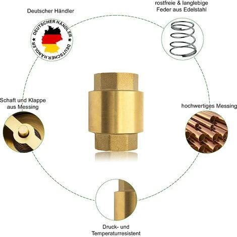 OSQI Clapet Anti-retour De 1 Pouce En Laiton Robuste De Haute Qualité, Antirouille Et étanche Pour Pompe, Fontaine, Machine à Laver, Jardin, Mégots De Pluie, Baril 6 OSQI Clapet Anti-retour De 1 Pouce En Laiton Robuste De Haute Qualité, Antirouille Et étanche Pour Pompe, Fontaine, Machine à Laver, Jardin, Mégots De Pluie, Baril – Image 4