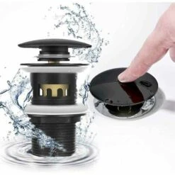 OSQI Vidage De Lavabo Pop Up, évier De Lavabo à Fente, Noir Mat, Vidage De Lavabo à Fente, évier De Lavabo à Bouchon à Ressort, Sans Trop-plein, Pour Salle De Bain, Lavabo, Lavabo (noir)