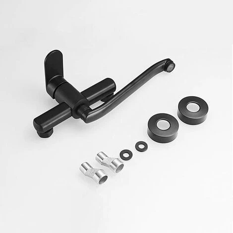 OSQI Robinet De Cuisine à Poignée Unique Fixé Au Mur Corps En Laiton De Haute Qualité Projection Noire 250mm(G1/2) 7 OSQI Robinet De Cuisine à Poignée Unique Fixé Au Mur Corps En Laiton De Haute Qualité Projection Noire 250mm(G1/2) – Image 5