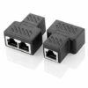 OSQI Adaptateur De Connecteurs Répartiteurs RJ45 - Coupleur Répartiteur Ethernet Double Prise HUB Interface Contact Fiche Modulaire Lot De 2 (Remarque : Deux Ports Ne Peuvent Pas Fonctionner En Même Temps)