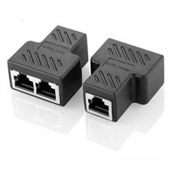 OSQI Adaptateur De Connecteurs Répartiteurs RJ45 - Coupleur Répartiteur Ethernet Double Prise HUB Interface Contact Fiche Modulaire Lot De 2 (Remarque : Deux Ports Ne Peuvent Pas Fonctionner En Même Temps)
