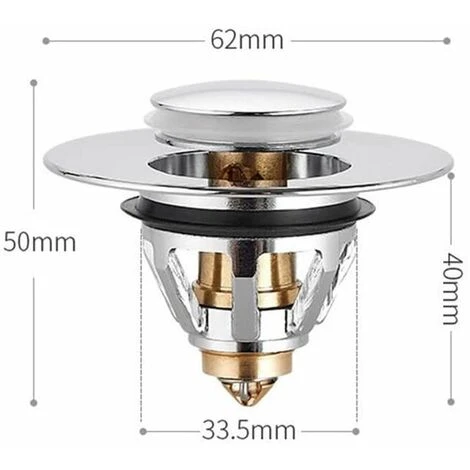 MERéTéET Noyau De Rebond De Type Poussoir,Bouchon De Vidange D'évier Escamotable Bouchon Baignoire Bouchon Baignoire Vidange D'évier Bouchon Lavabo Pour Cuisine Et Salle De Bain 34-39mm 4 MERéTéET Noyau De Rebond De Type Poussoir,Bouchon De Vidange D'évier Escamotable Bouchon Baignoire Bouchon Baignoire Vidange D'évier Bouchon Lavabo Pour Cuisine Et Salle De Bain 34-39mm – Image 2