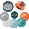 FVO Protection De Drain De Silicone,5 PCS Filtre Évier En Silicone,Filtre à Cheveux Douche,Filtre à Bonde De Douche Pour Drain De Douche, Pou Coincer Cheveux Et Saletés, Bouchon Dévier Avec Ventouses -Promos Raccord d'arrosage Magasin 66308310 1