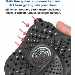 FVO Filtres De Drain D’évier En , 13 X 13 Cm, 1 X Noir, Avec 4 Ventouses, Bouchon D’eau Pour Salle De Bain, Crépine à Cheveux Pour La Douche, Filtre Attrape-cheveux Pour Baignoire, Nettoyage Facile -Promos Raccord d'arrosage Magasin 66766802 3