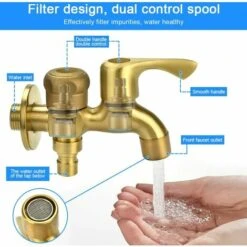 OCXIN Robinet Double Sortie 1/2 Pouce Robinet De Jardin 2 Raccords En Laiton Robinet Double Robinet Machine à Laver Robinet Extérieur Pour Jardin, Machine à Laver, Baril De Pluie 10 OCXIN Robinet Double Sortie 1/2 Pouce Robinet De Jardin 2 Raccords En Laiton Robinet Double Robinet Machine à Laver Robinet Extérieur Pour Jardin, Machine à Laver, Baril De Pluie -Promos Raccord d'arrosage Magasin 66998684 4