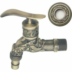 ECHOO Robinet Vintage, Robinet En Laiton Antique, Robinet De Jardin De Style Antique, Robinet De Robinet Sculpté Dragon Antique Pour Maison Cuisine Salle De Bains Jardin Extérieur