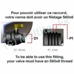 MULTITANKS Raccord S60x6 - Symétrique Guillemin à Verrou DN50 - 50/60 Mm - 50mm -Promos Raccord d'arrosage Magasin 7293992 3