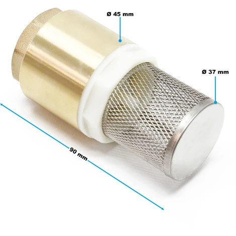 WILTEC Laiton Clapet Pied 33,7mm (1") DN25 Anti-retour Avec Crépine D'aspiration En Acier Inox 4 WILTEC Laiton Clapet Pied 33,7mm (1") DN25 Anti-retour Avec Crépine D'aspiration En Acier Inox – Image 2